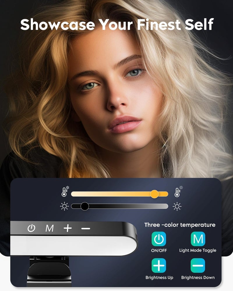 UBeesize Video Conference Lighting, LED Streaming Light for Video Calls, Webcam Light with Adjustable Monitor Mount, Zoom Lighting for Computer, Laptop Ring Light for Video Recording, Double Kit - Image 3